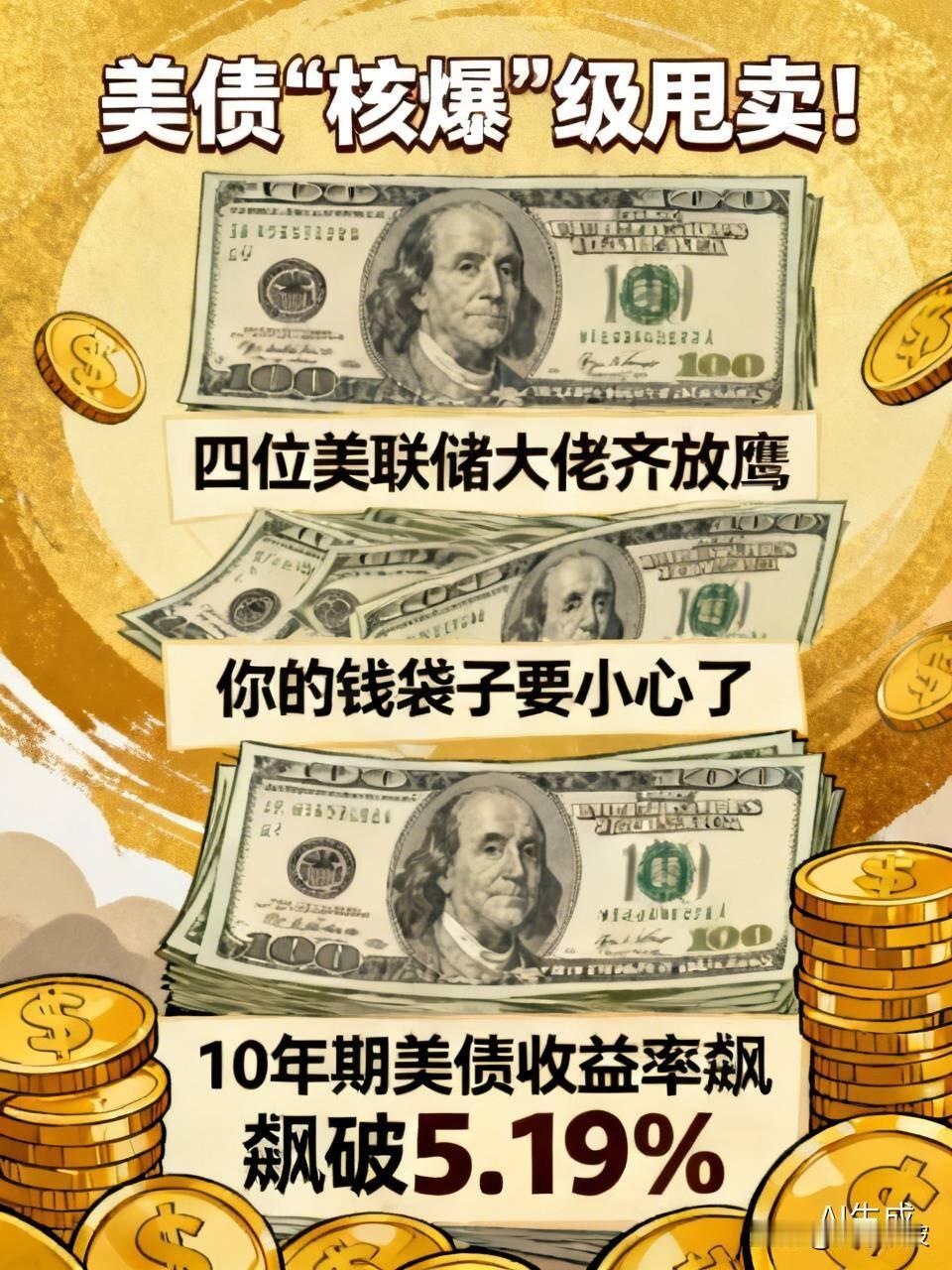 美债“核爆”级甩卖！四位美联储大佬齐放鹰，你的钱袋子要小心了10年期美债