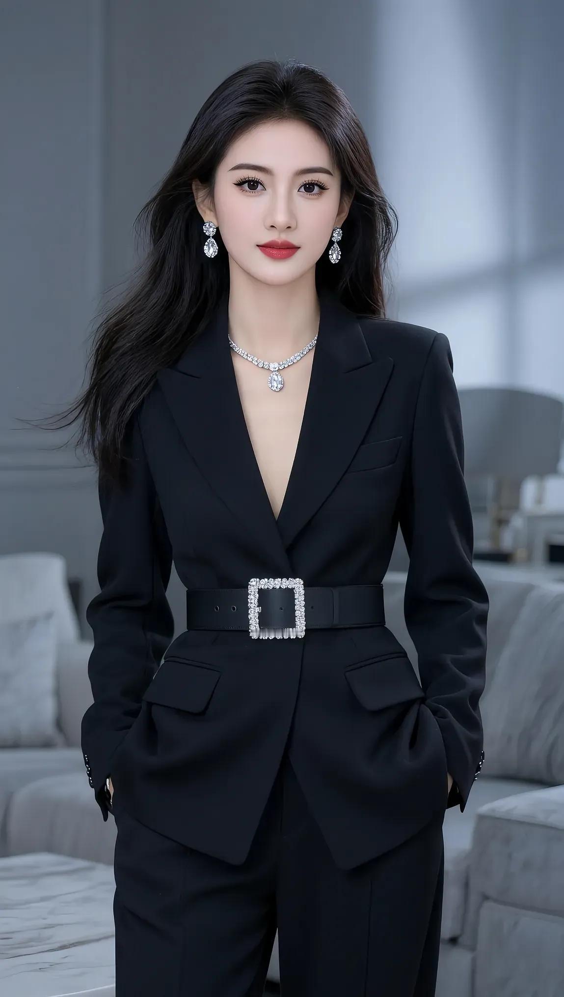 优雅黑西装，闪耀珠宝，都市女郎风范！💄✨
