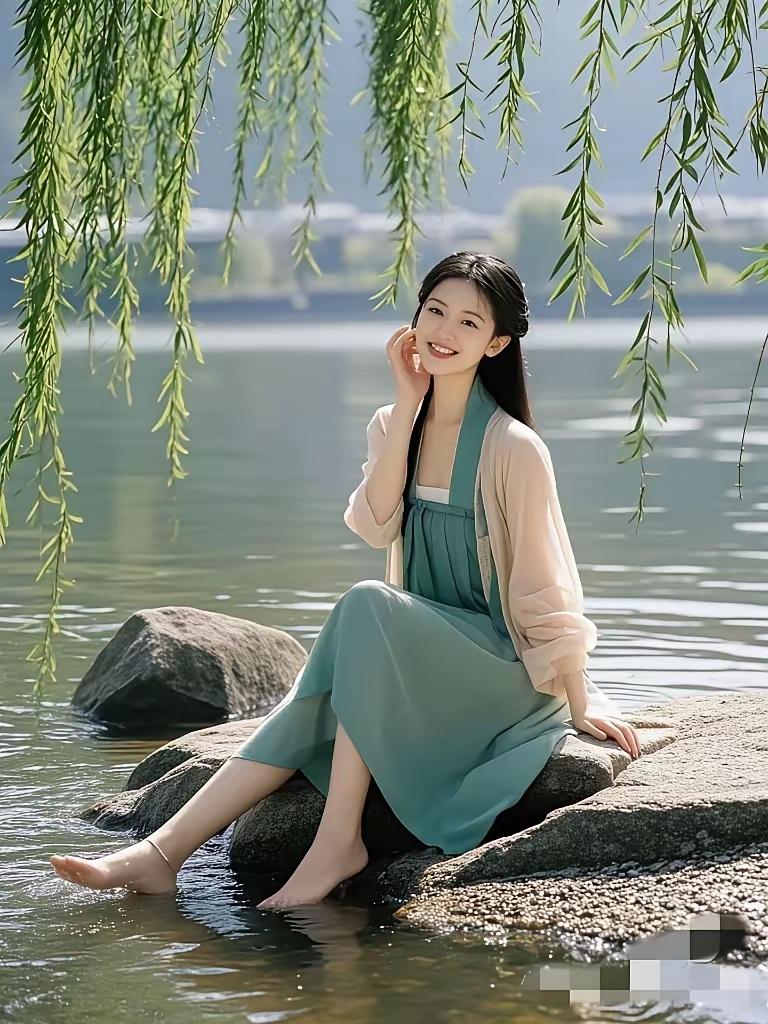 在湖边静坐，感受自然的宁静与美好。