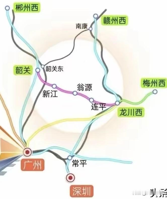 韶关至河源的这条高铁，还是应尽快启动建设，它将途经新丰和连平。目前，粤北与粤东北