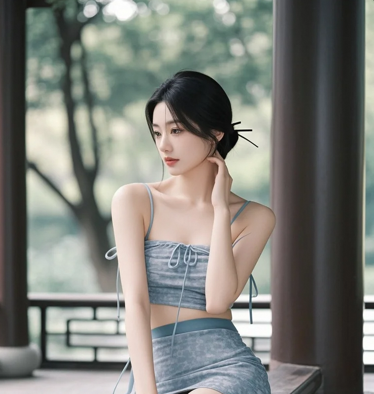 亭间伊人坐，朱唇轻启似莺啼，如此古典美貌可勾起你情丝？