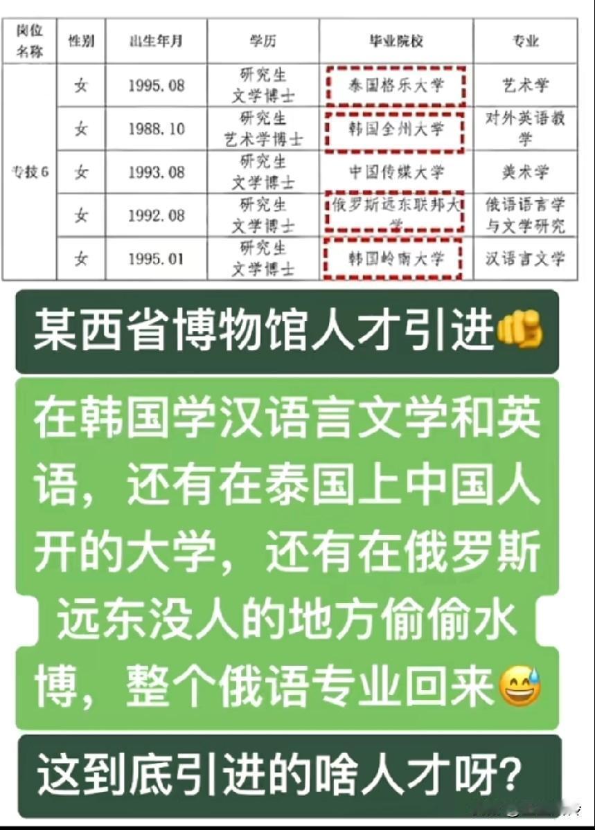 这到底引进了啥人才呀，别的都不说了，那个在韩国学汉语言的是不是有点过分了难道又