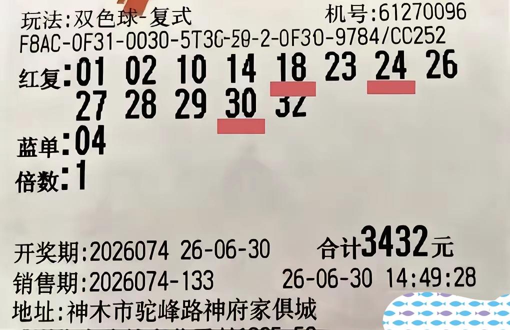 可以可以，这一张彩票也算不错，对得起辛勤劳动和汗水，在第75期福彩双色球当中，成