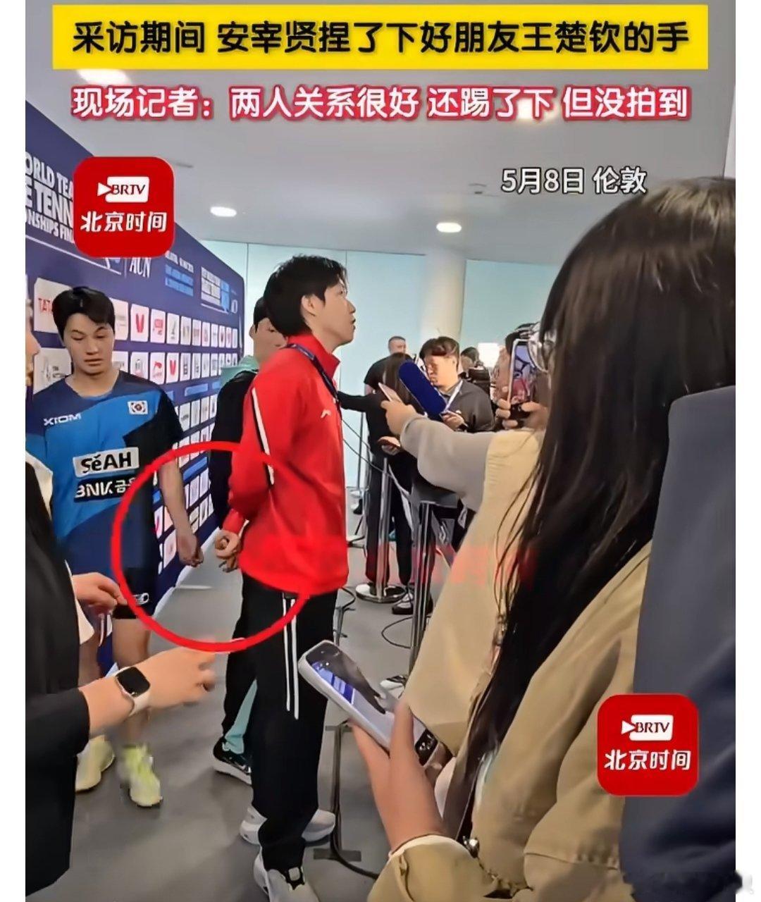 安宰贤捏了下好朋友王楚钦的手场上对手场下好友！安宰贤捏王楚钦手，跨国友谊太好嗑5