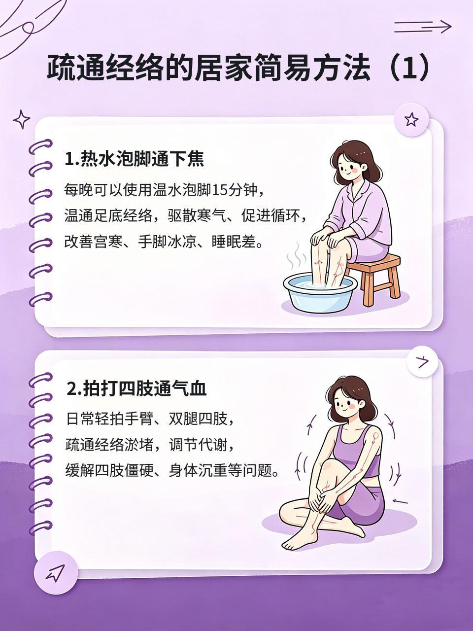 经络不通百病生，日常居家简易疏通法中医有言，经络通，百病消🩺。女生多数亚健康