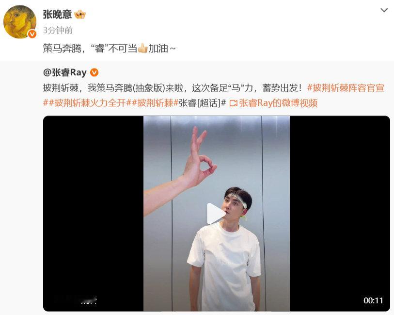 张晚意给张睿披荆斩棘宣传张晚意给张睿打call张晚意给张睿打call