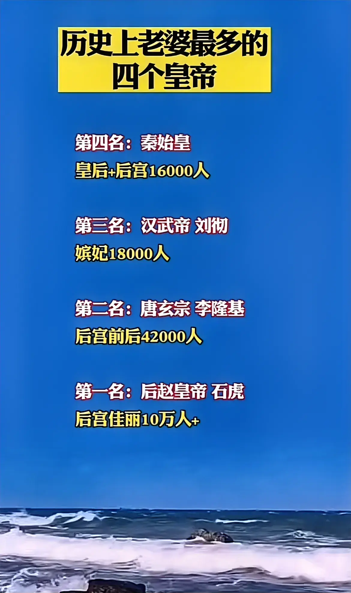 历史上老婆最多的四个皇帝。