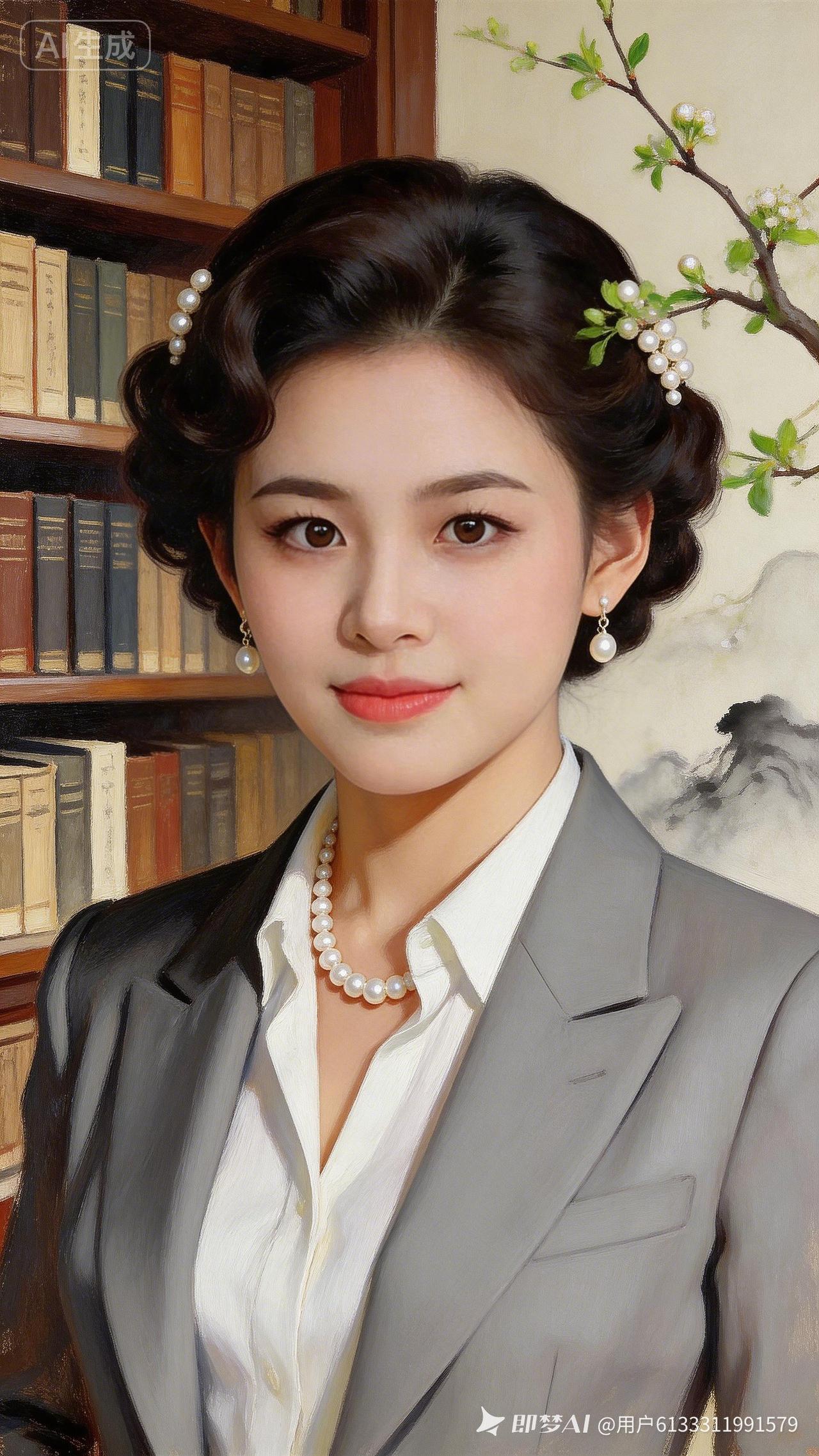 优雅复古风，珍珠配饰，书香气息，完美结合！