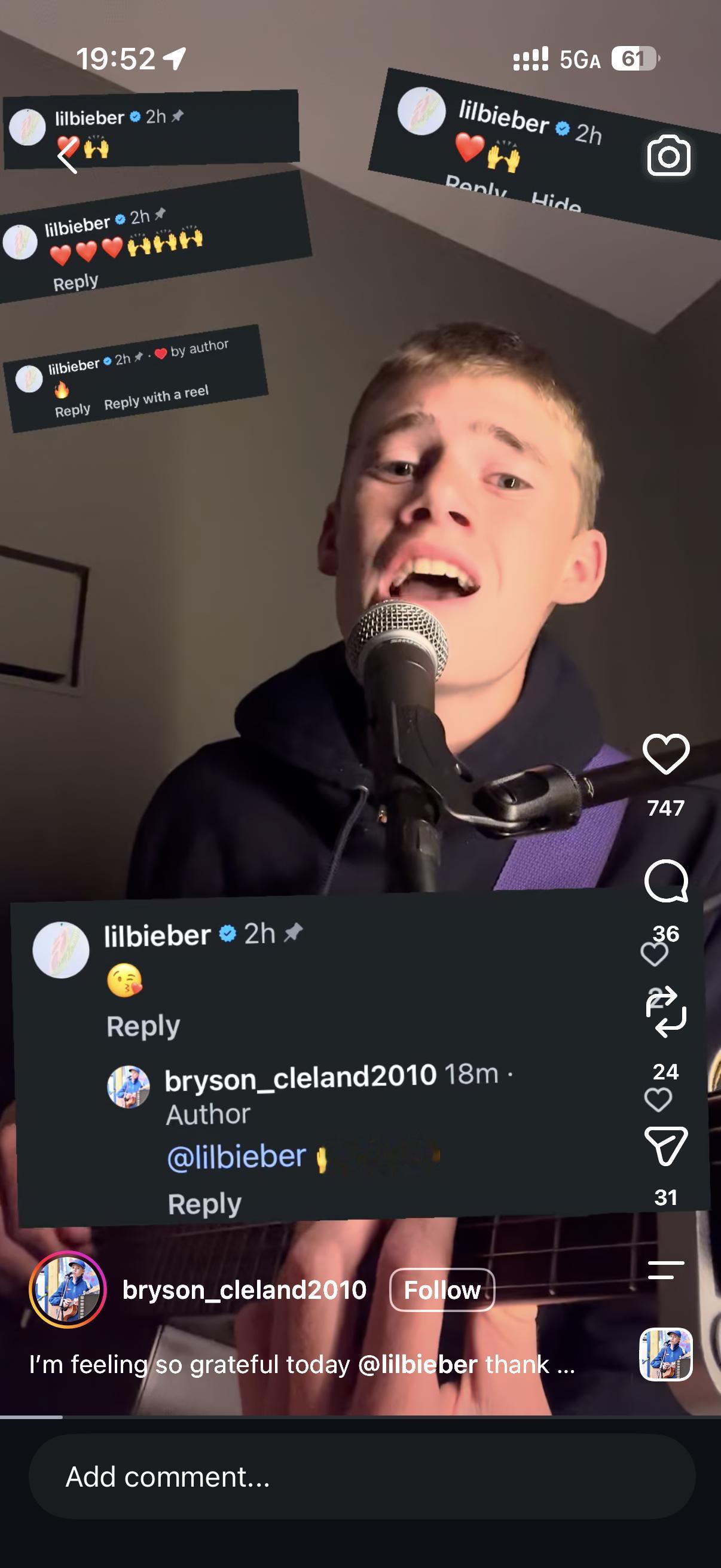 JustinBieber贾斯汀比伯Reels刷到一个15岁小男孩每天发自