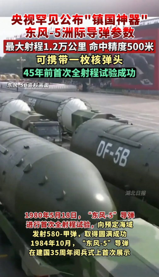 东风5是中国老一辈科学家玩命研究出来的镇国神器，虽然已经过去这么多年了，但是仍然