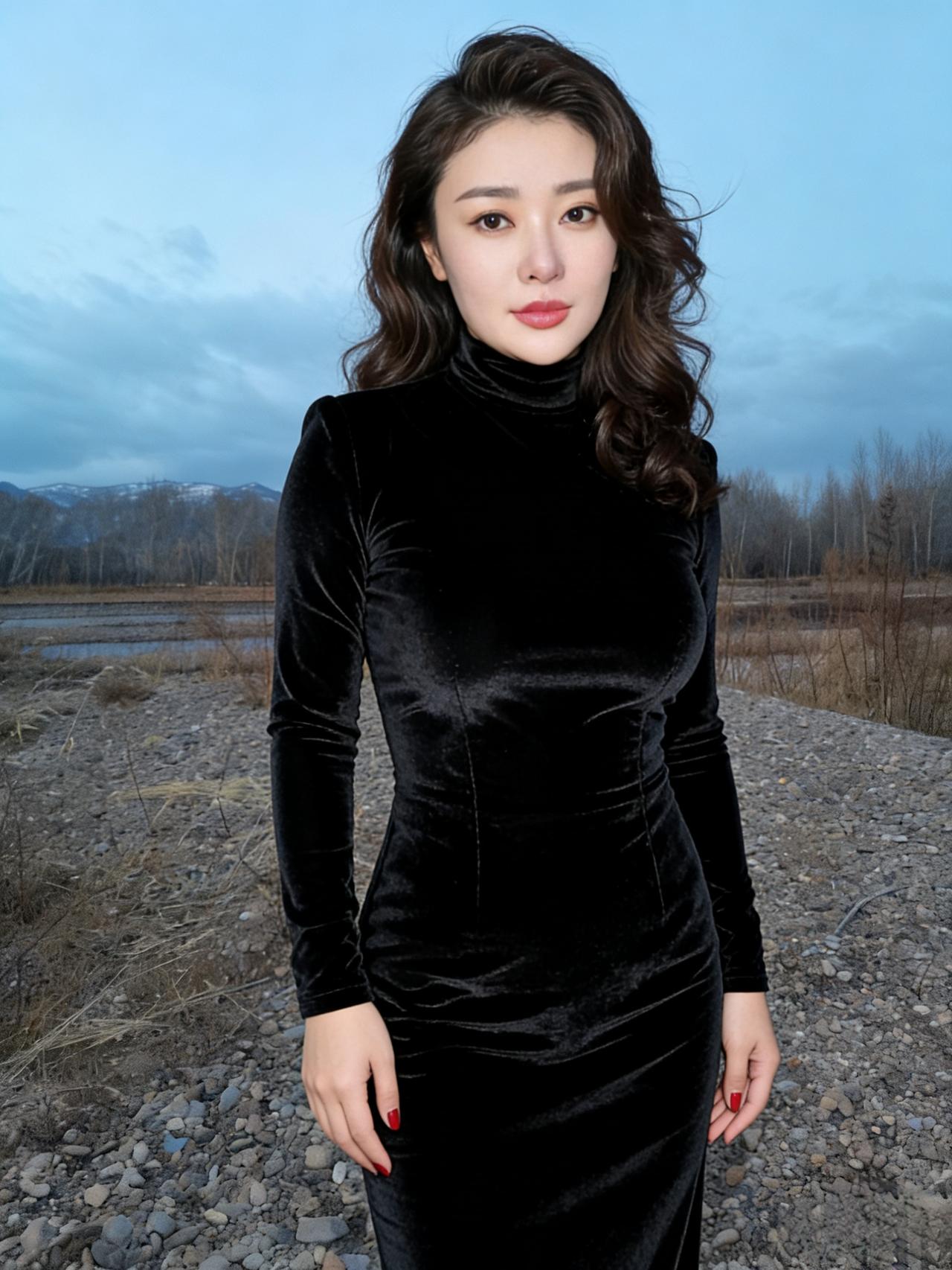 河畔斜阳里，少妇一枚可佐酒……