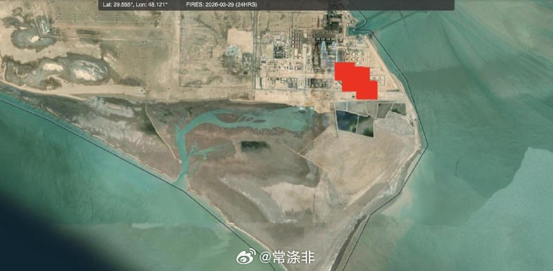 科威特大型海水淡化厂发生火灾据报道，美国宇航局（NASA）的卫星数据显示，科威