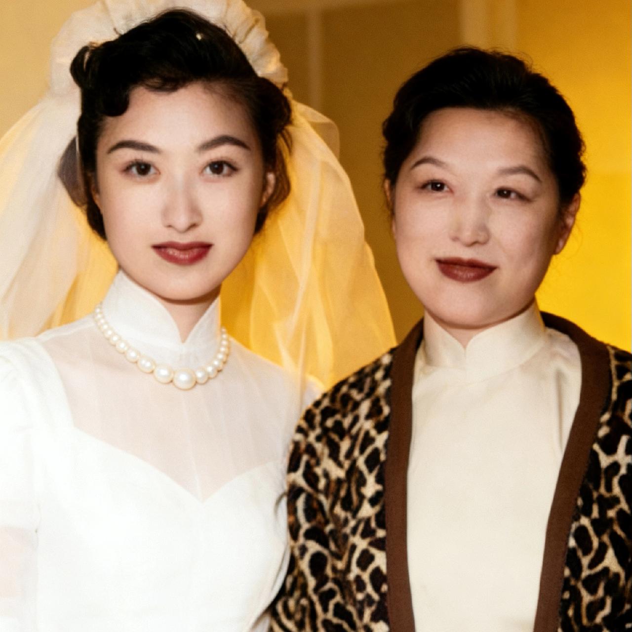 1955年，张正芬（庾澄庆的母亲）出嫁成婚，挚友顾正秋特意赶来道贺，二人还留下了