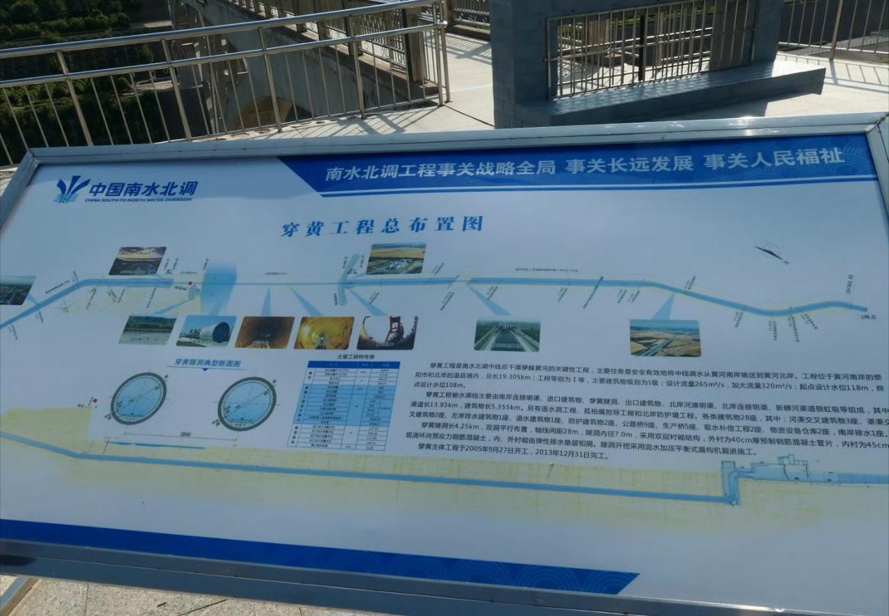 郑州，南水北调中线干渠在荥阳和黄河交汇，为此做了两条长4公里多，内径7米，间距2