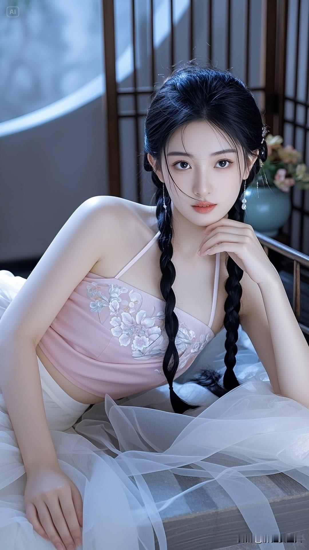 快看这位古装美女！乌发簪翠，黛眉含情，罗裙飘逸似流霞，她站在那，便是诗意古韵与绝