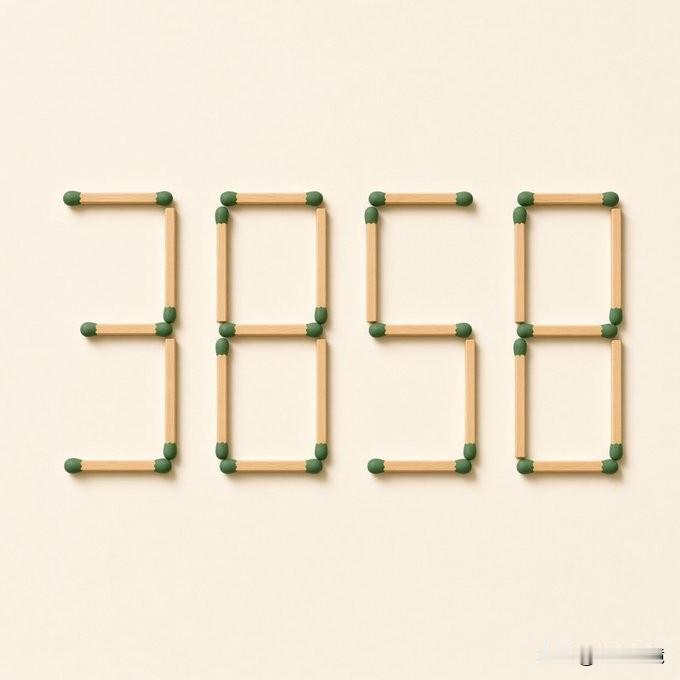 在3858这个数字上，你只允许进行两次移动火柴的操作。你能找出的最大数字是