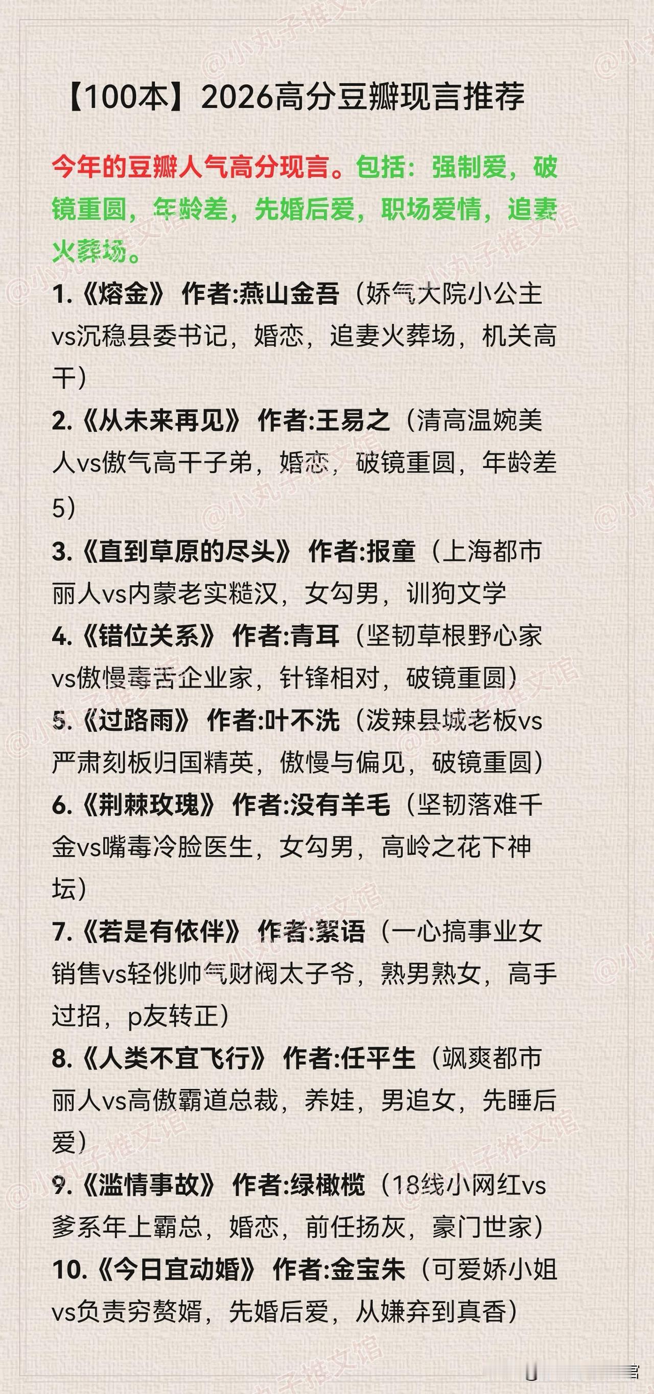 100本高分豆瓣现言推荐合集1.《熔金》作者:燕山金