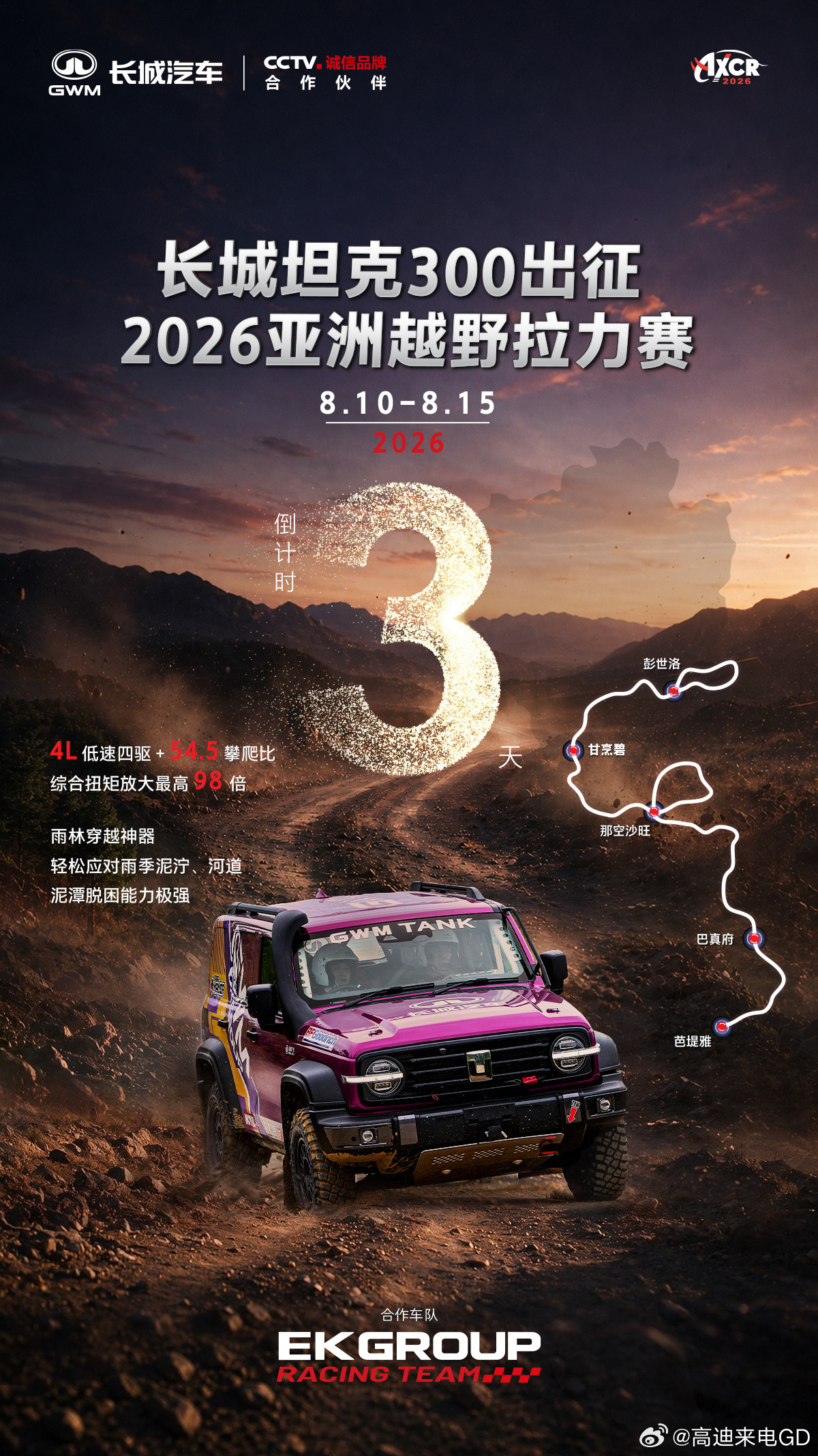 坦克300即将征战2026亚洲越野拉力赛！雨林雨季烂路、河道泥潭通通不在话下，低