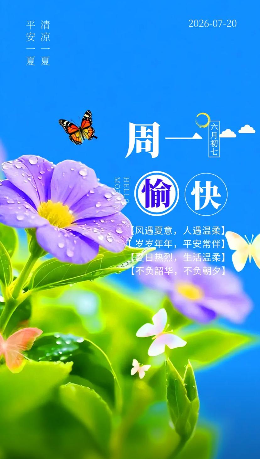 夏晨问安，盛夏繁枝叠翠徐风舒缓，暑热之中守得平和淡然。2026./07.20.