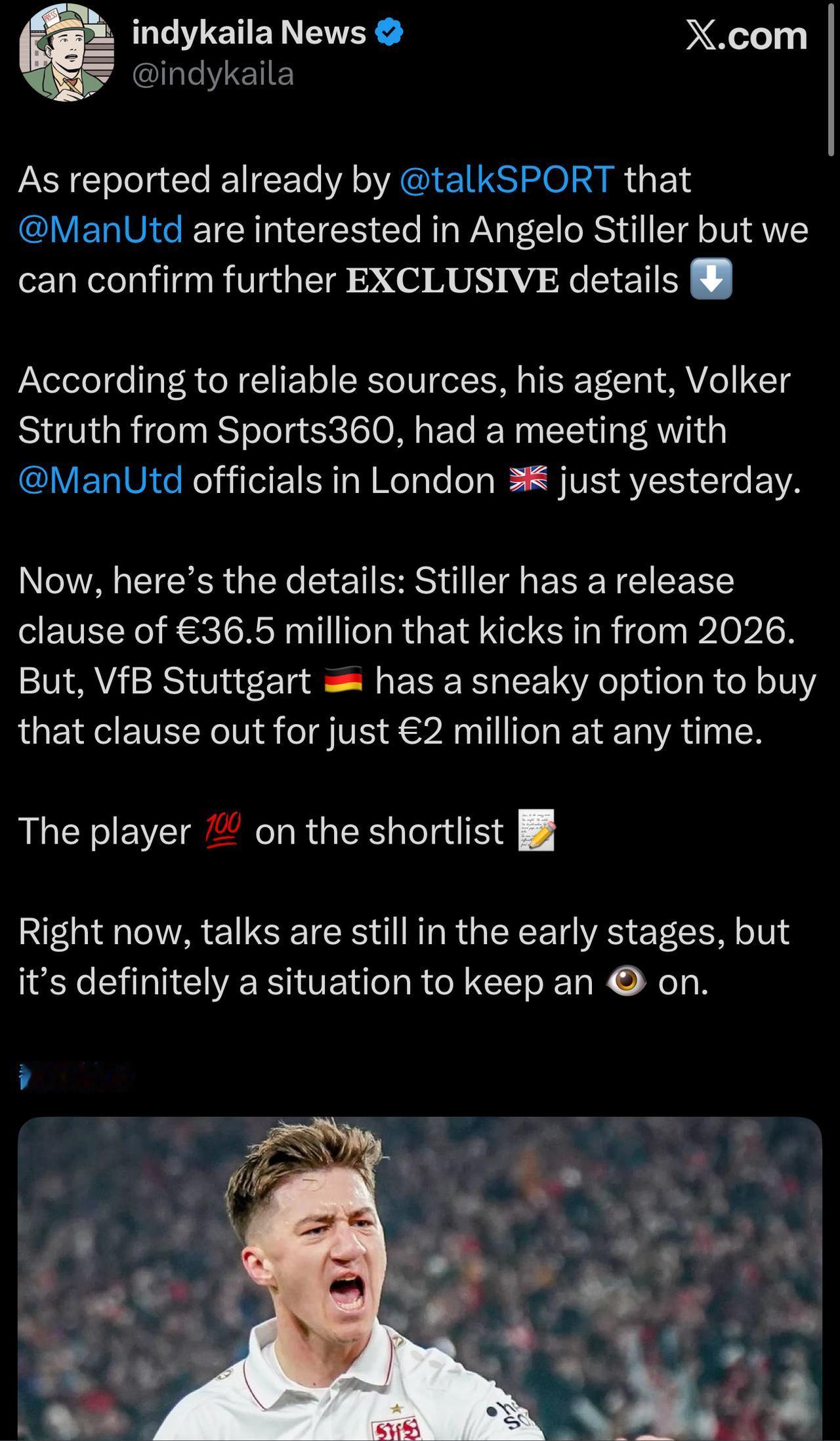 比较靠谱的斯蒂勒消息翻译如下：🔴正如@talkSPORT已经报告的那样，