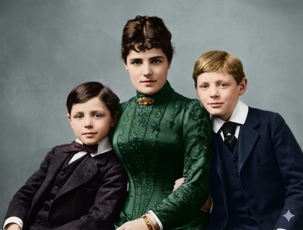 这张1889年的合影，定格的是传奇首相温斯顿·丘吉尔的少年时光，中间的是珍妮·丘