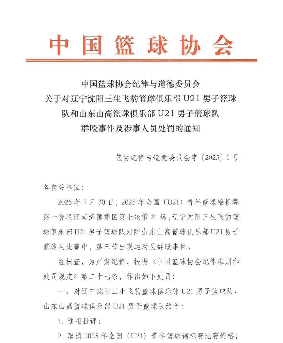 篮协这处罚真是恶心，看似各打五十大板，实则完全针对辽宁！黄秋实与张峻豪这样希望之