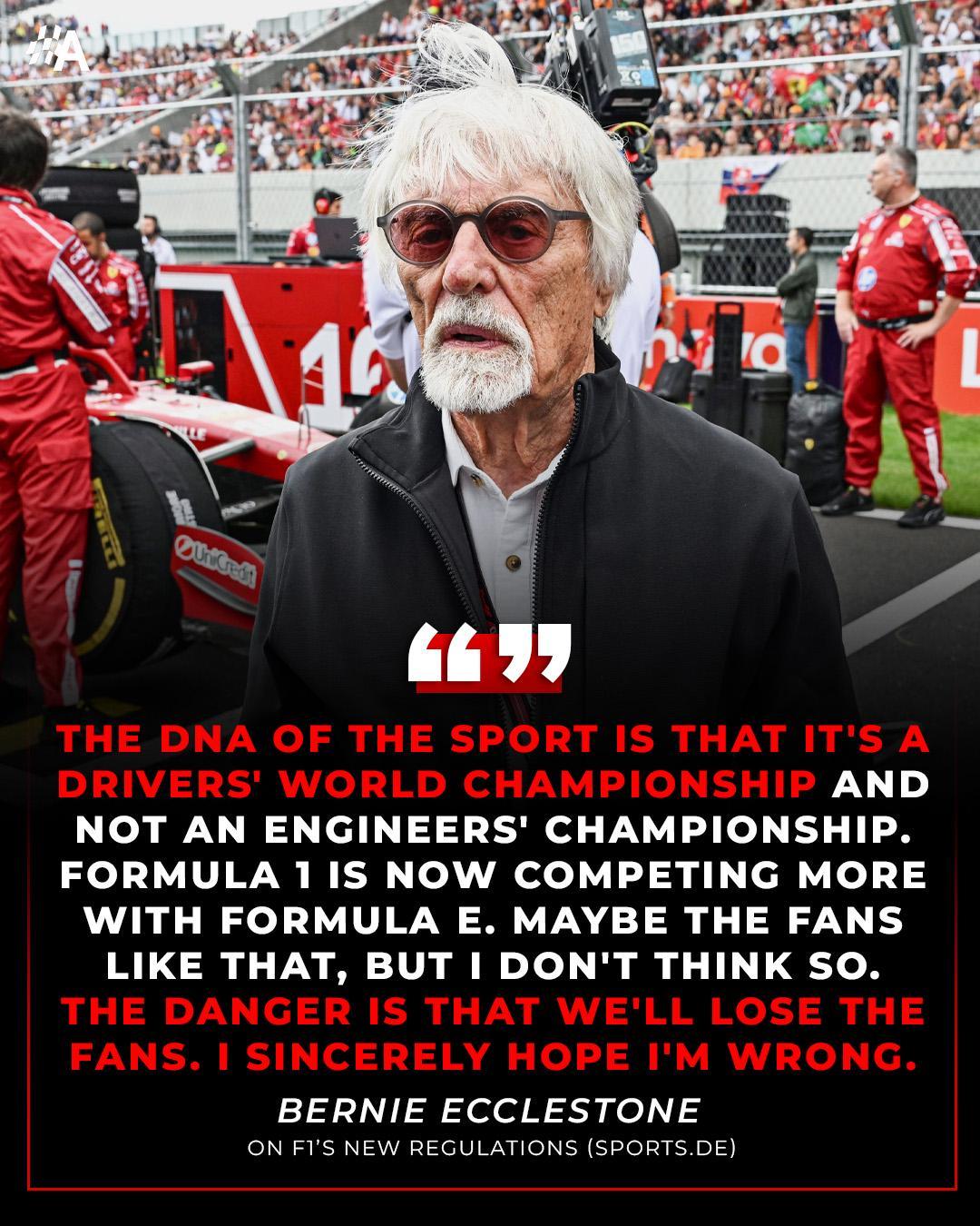 F1伯尼：F1这项运动的DNA在于，它是一个车手的世界锦标赛，而不是工程师的锦