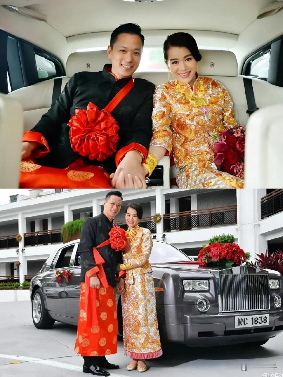 胡杏儿当年的婚礼照片。她的老公李乘德早年曾在伦敦从事金融行业，积累了第一桶金后回