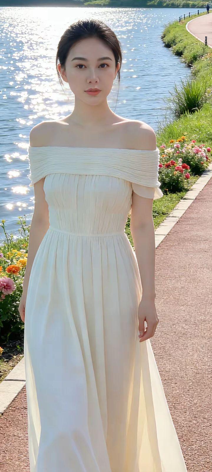 湖畔轻纱拂，花影映人娇。