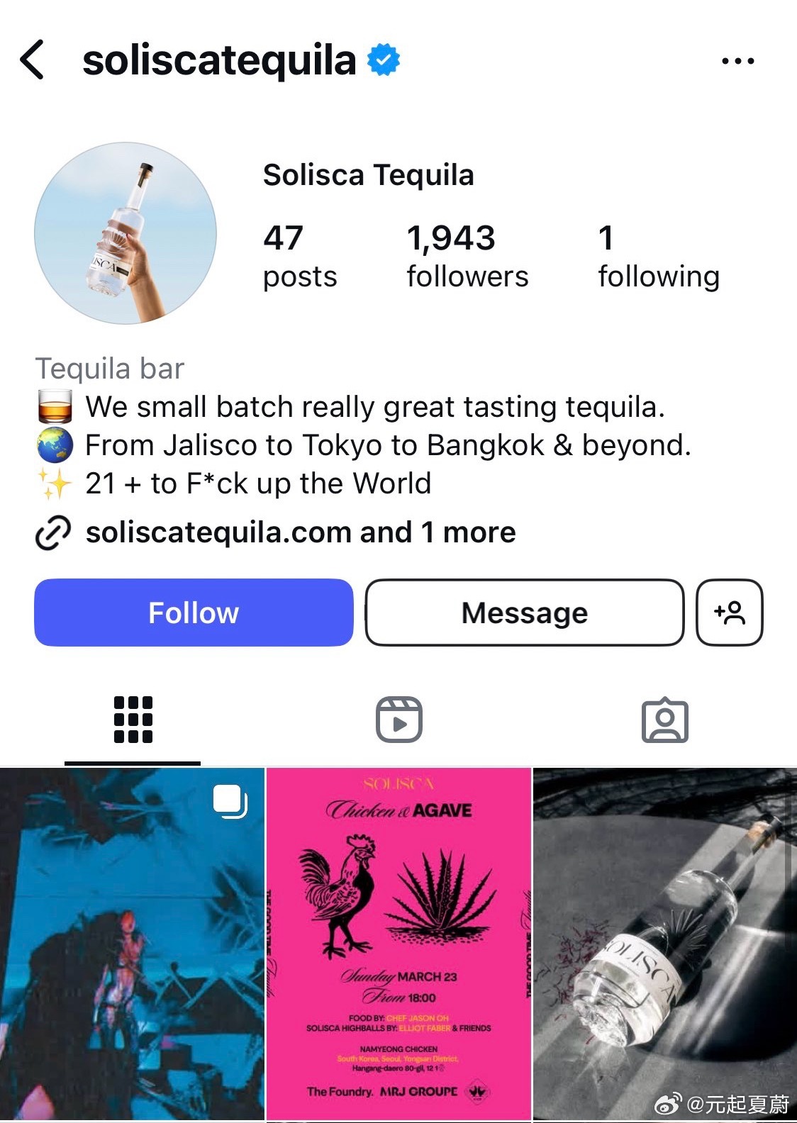 Soliscatequila（龙舌兰酒品牌）关注了Lisa的Instagram?