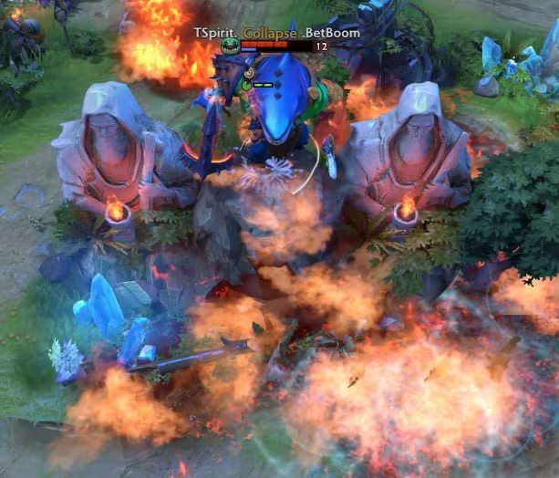 昨晚Spirit和Liquid的比赛，崩溃哥的无解肥潮汐被对方小小丢到了高台，由