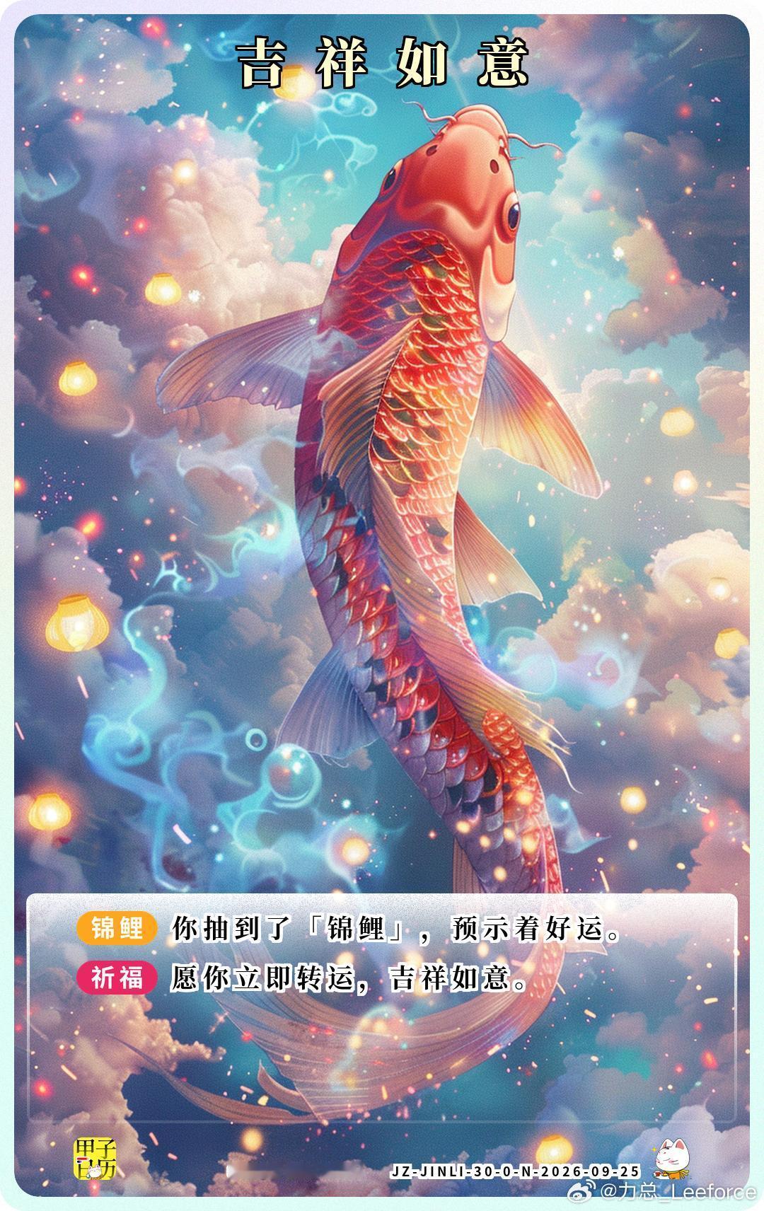 锦鲤愿你立即转运，吉祥如意。​​​