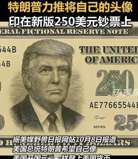 美国历史上第一位二百五总统即将诞生，就是当今美国总统特朗普，他要求在钞票上印上自