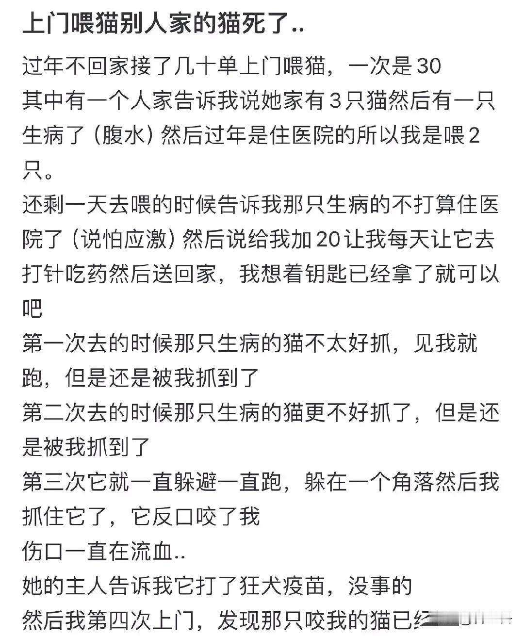 晚上看到的上门喂猫也是一个危险的活，猫社恐胆小不愿意出来就不出来，不是一定要抓出