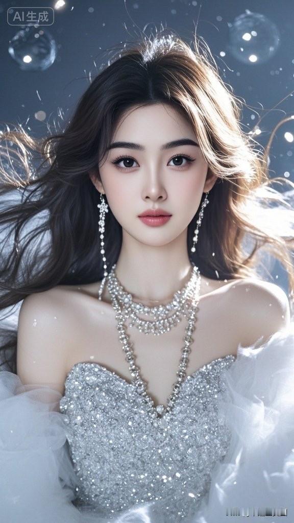 这位女士真漂亮，像公主一样。