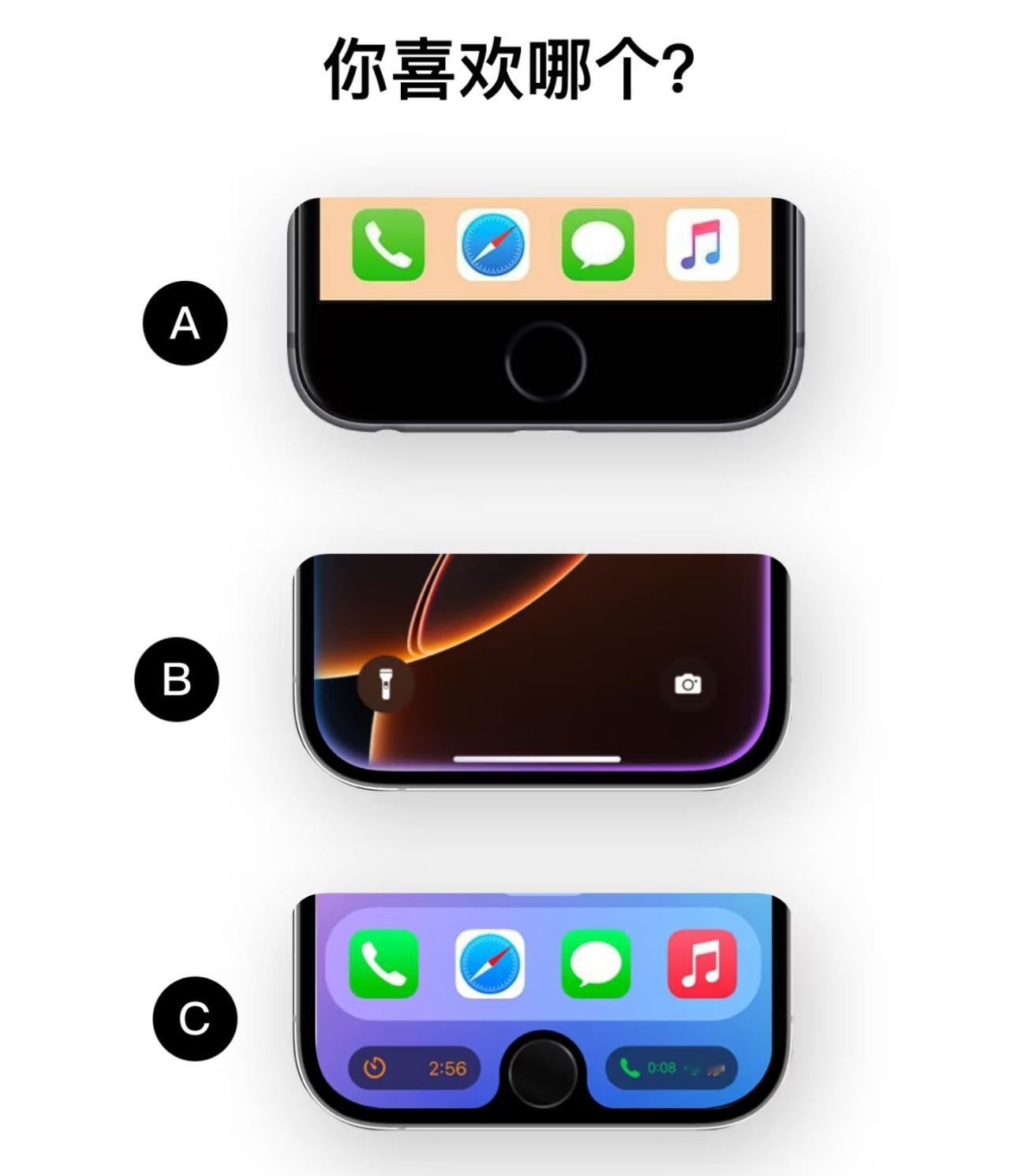 A、B和C三种iPhone设计方案，你最喜欢哪种？​​​