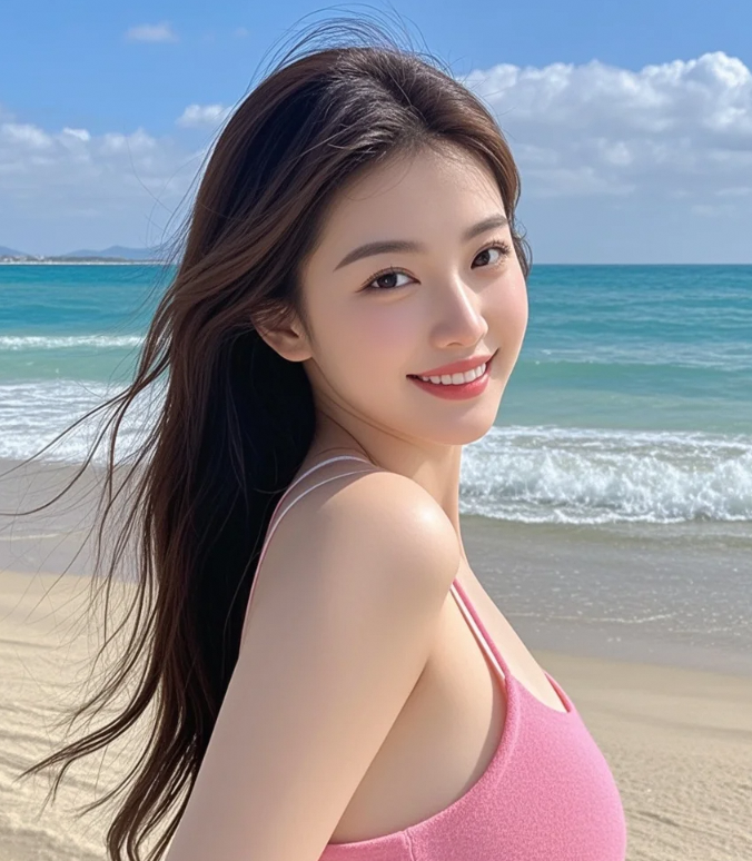 活力少女冲浪，海天之间翱翔