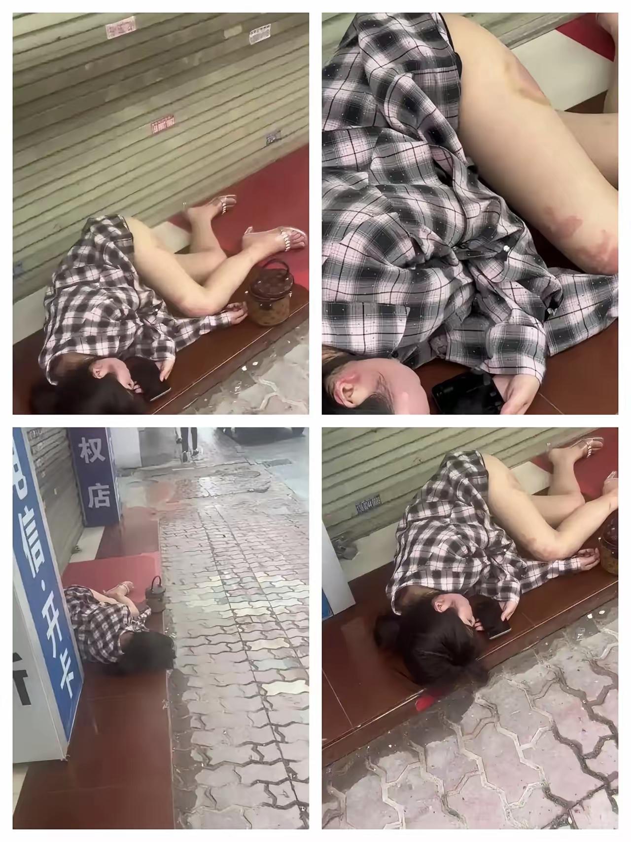 大早上看到路边这一幕，着实让人捏了一把冷汗。年轻姑娘聚会喝到不省人事，孤