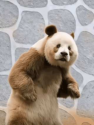 视频里这个小眼睛滴溜溜转的家伙，叫“七仔”，是目前全球唯一一只人工圈养的棕色大熊