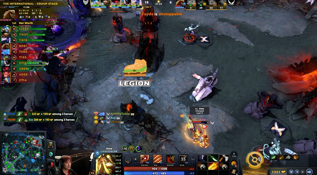 DOTA2TI15瑞士轮0-1组XG对阵GL战队BO3第一局，经过21分钟，G