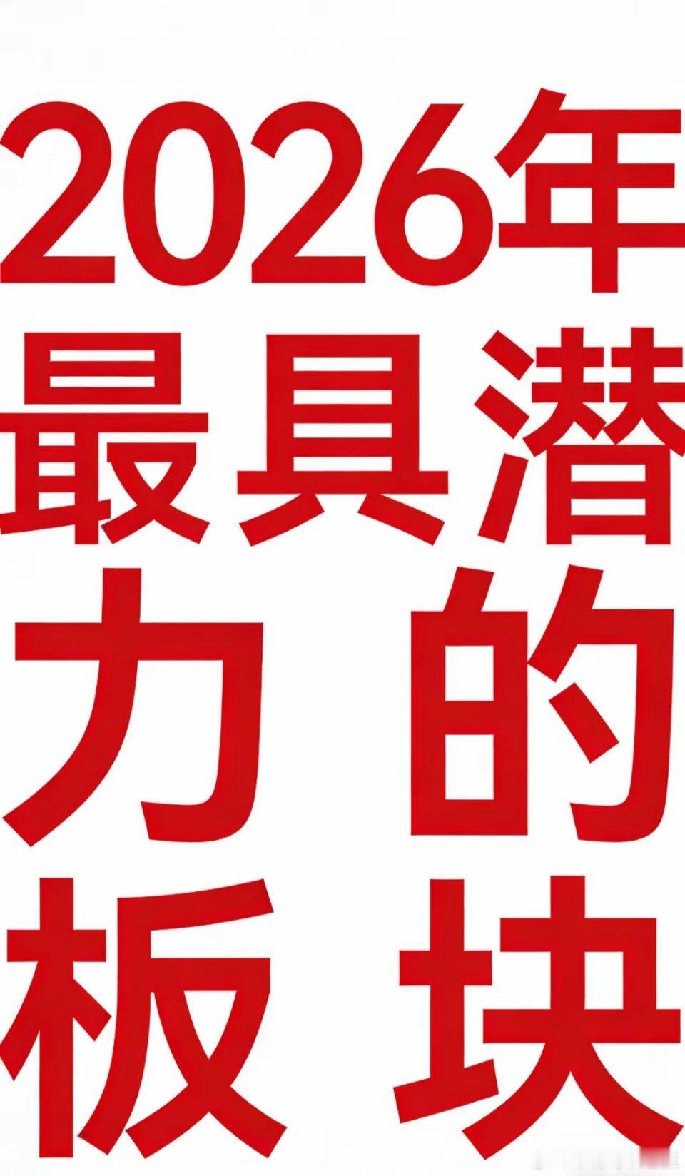 2026年最具潜力的板块，要坚信到底。无论是国内的环境还是国外的环境，2026年