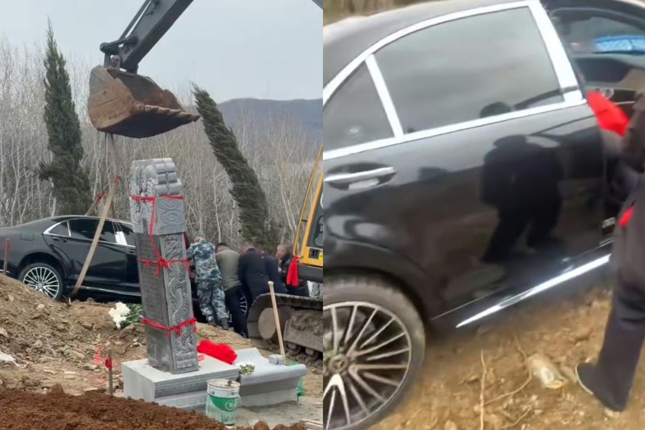 百万奔驰坠坟事件大结局来了！辽阳瓦子沟村，金某豪掷真车。悬挂8888连号奔驰