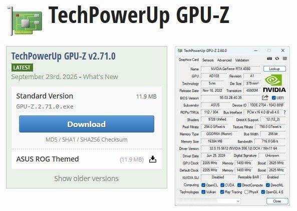 RTX50系列用户快更新GPU-Z的2.71.0发布了重大更新最重要的是新增英伟达RTX50系列显卡