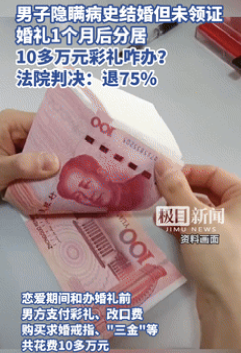 “法官看了也头疼！”新郎隐瞒病史，未领结婚证且结婚仅1月后分居，10万彩礼归谁？