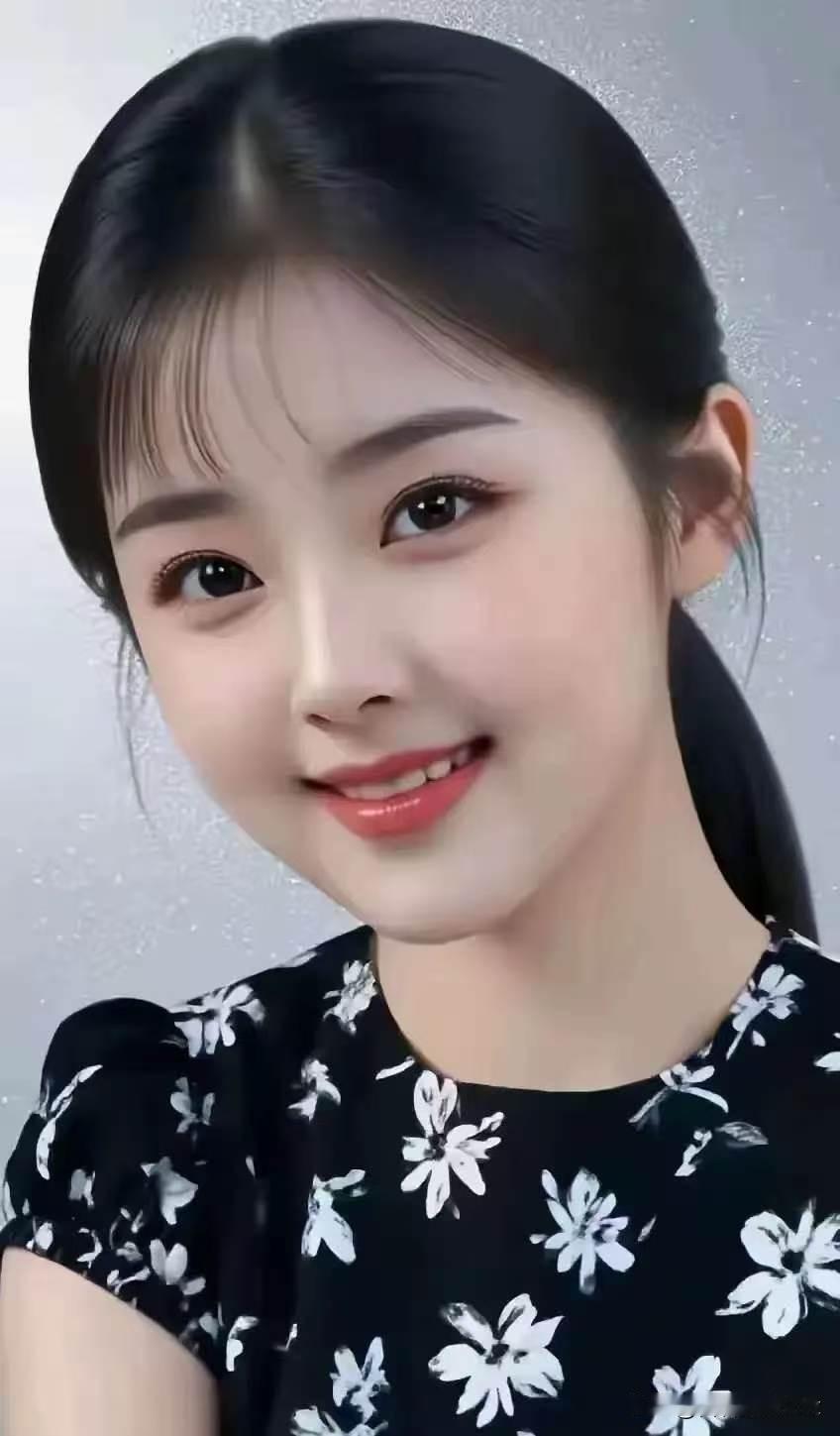 如梦令·花衫浅笑素靥轻开桃靥，一缕青丝斜插。黑底白花衫，笑靥盈阶如画。