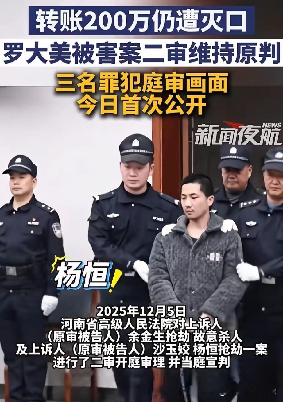 那个杨恒，判十三年，太便宜他了。没有他，罗大美不会走进那间出租屋。余金生和