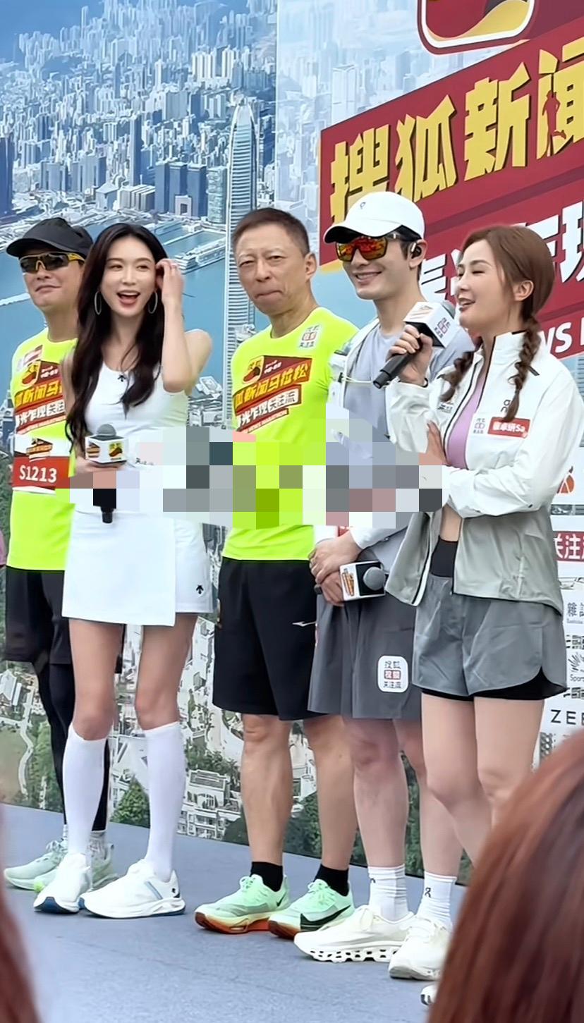 香港马拉松，这些明星真的会跑吗？看现场的视频，林志玲真的太美了，穿着短裙