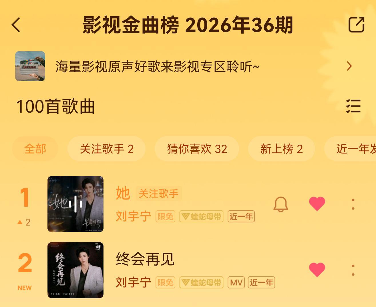 【刘宇宁大爆曲《她》‼️全域霸榜】宁帝出手，没有不爆的义务🔥Q音飙升榜TOP1