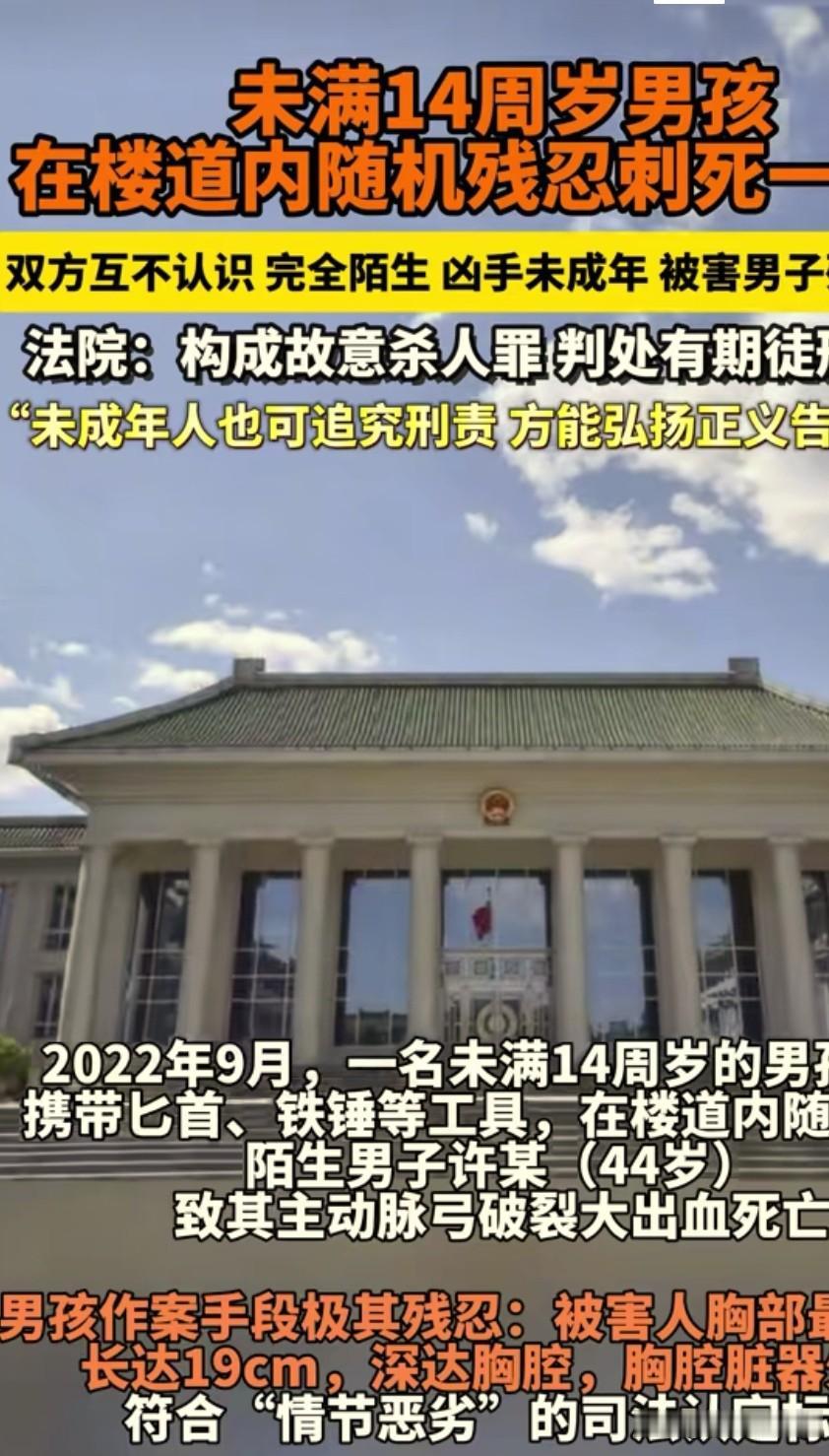 未满14周岁未成年人，杀害成年人怎么量刑？以残忍方式，对陌生人疯狂连捅数刀，主