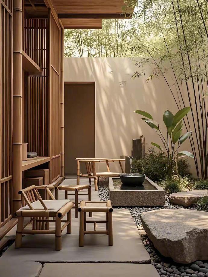 水落石响，风吹竹动的庭院之美。